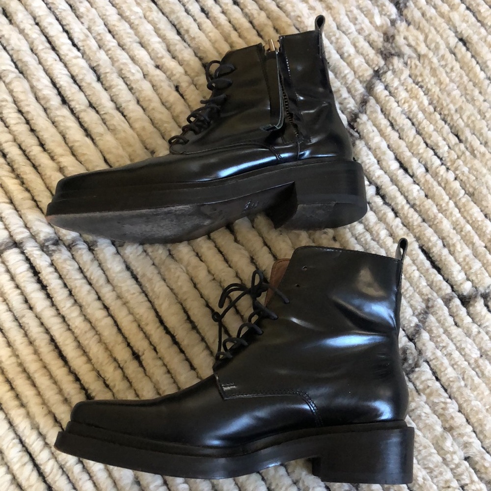 Acne Black Lace-Up Leather Boots - Picture 4 of 8